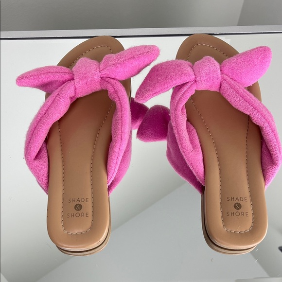Shade & Shore Pink Bow Slide Sandals Ladies Size 9 - Picture 3 of 6